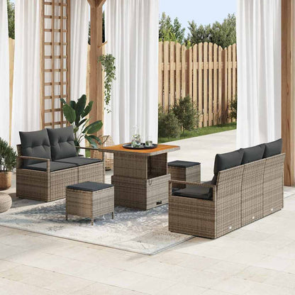 Garten-Sofa-Set mit Kissen mit Speicher mit Kissen 8 pcs Grau