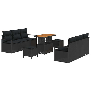 vidaXL Salon de jardin 9 pcs avec coffre de rangement Noir résine tressée