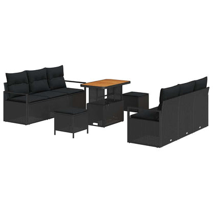 vidaXL Salon de jardin 9 pcs avec coffre de rangement Noir résine tressée