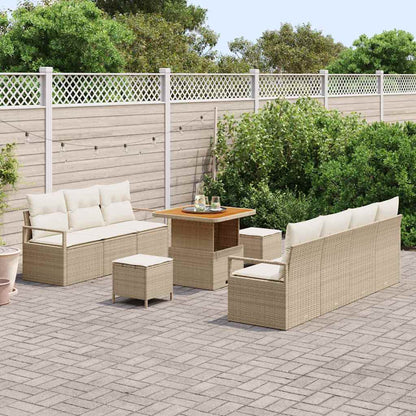 Garten-Sofa-Set mit Kissen mit Speicher 10 pcs Beige und Creme