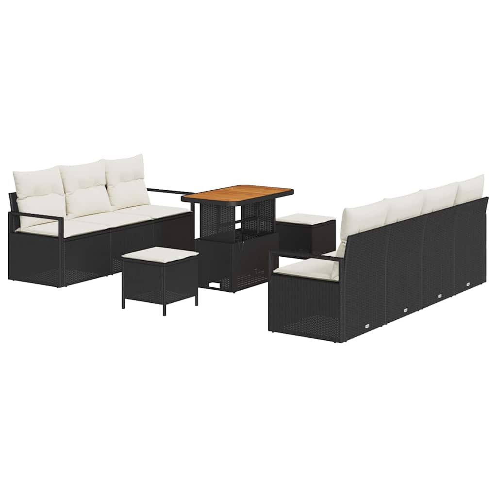 Garten-Sofa-Set mit Kissen mit Kissen 10 pcs Schwarz und Creme