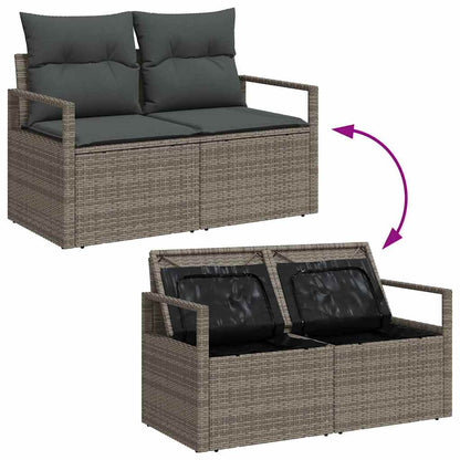 Garten-Sofa-Set mit Kissen mit Speicher mit Kissen 10 pcs Grau