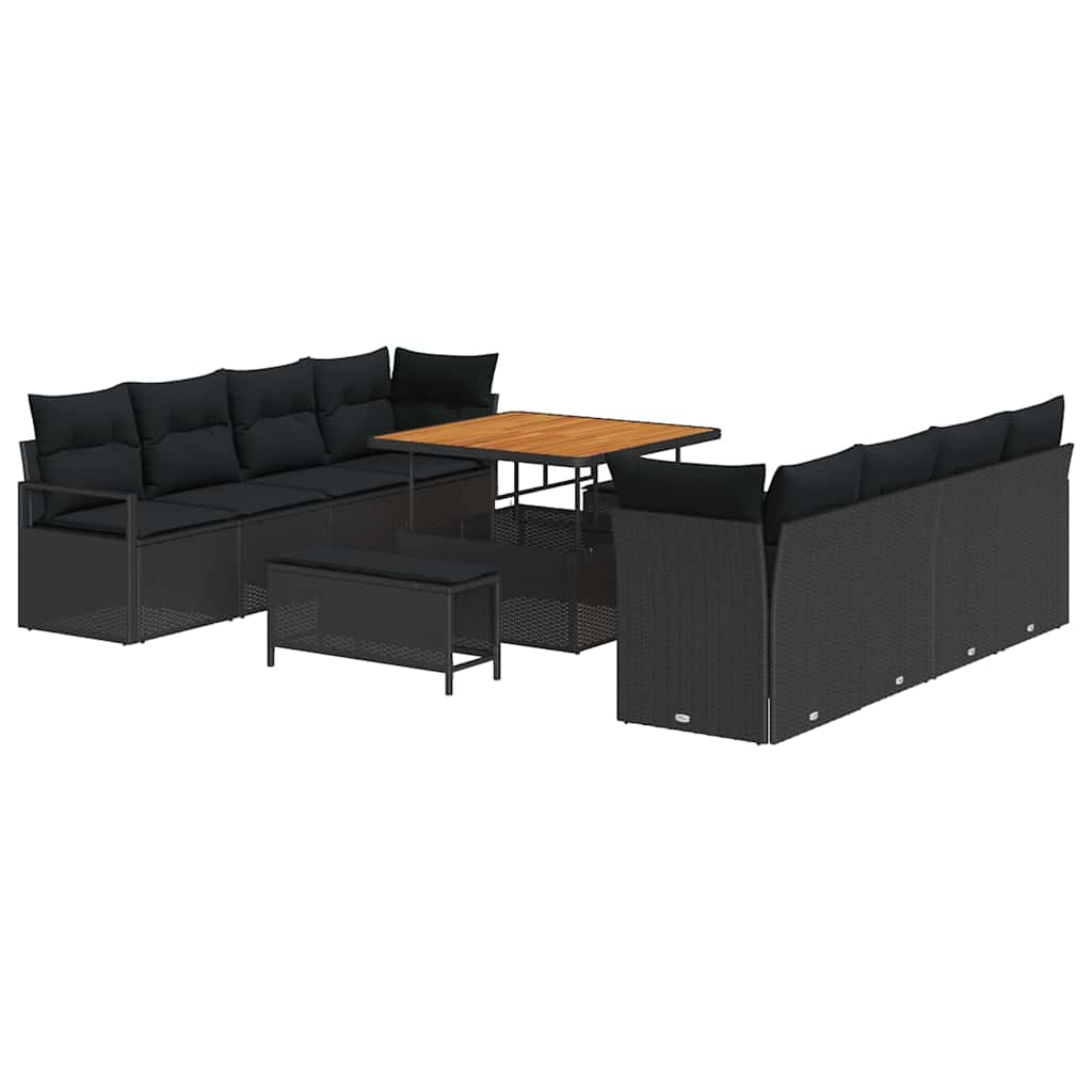 Garten-Sofa-Set mit Kissen mit Kissen Schwarz 100 x 100 x 71 cm
