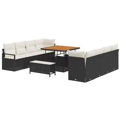Garten-Sofa-Set mit Kissen Schwarz und Creme 100 x 100 x 71 cm