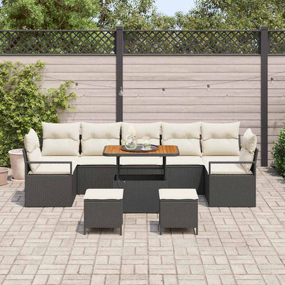 Garten-Sofa-Set mit Kissen mit Kissen 10 pcs Schwarz und Creme