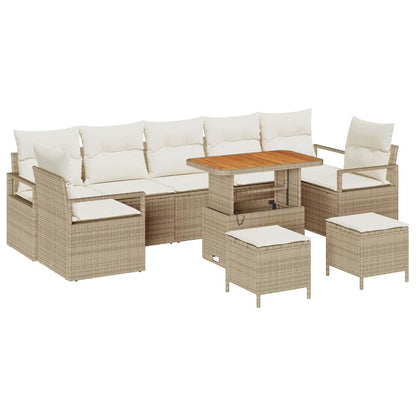 Garten-Sofa-Set mit Kissen mit Speicher 10 pcs Beige und Creme