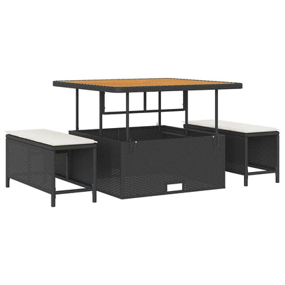 Garten-Sofa-Set mit Kissen mit Speicher 8 pcs Schwarz und Creme