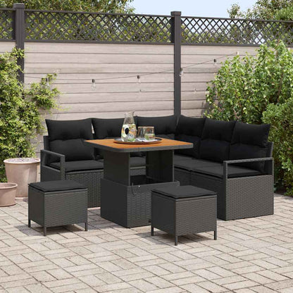 Garten-Sofa-Set mit Kissen mit Speicher 8 pcs Schwarz