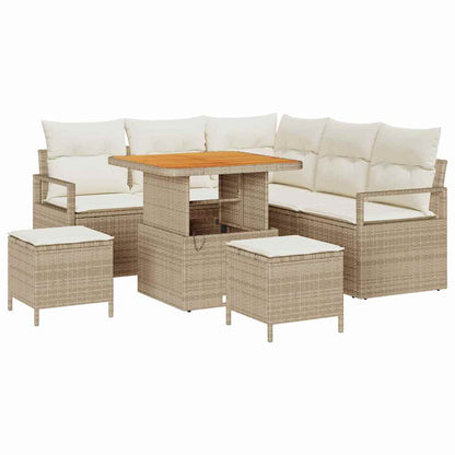 Garten-Sofa-Set mit Kissen mit Speicher 8 pcs Beige und Creme