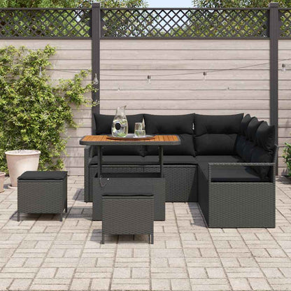 Garten-Sofa-Set mit Kissen mit Speicher 8 pcs Schwarz