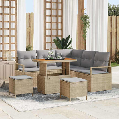 Garten-Sofa-Set mit Kissen mit Kissen 8 pcs Beige und Hellgrau