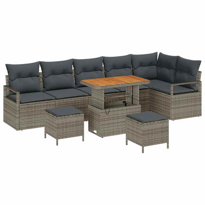 vidaXL Garten-Sofa-Set mit Kissen mit Speicher mit Kissen 9 pcs Grau