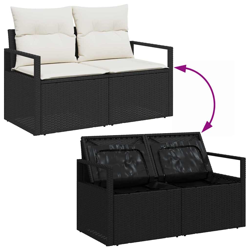 vidaXL Garten-Sofa-Set mit Kissen mit Kissen 12 pcs Schwarz und Creme