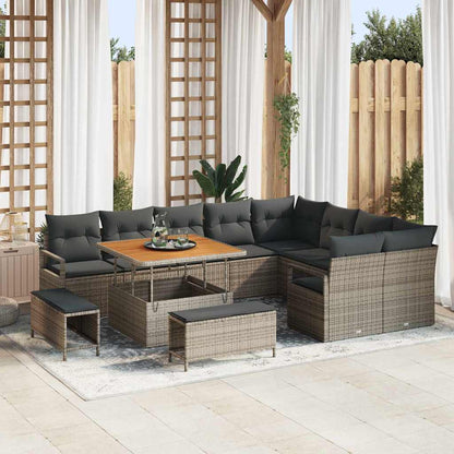 Garten-Sofa-Set mit Kissen mit Speicher mit Kissen 12 pcs Grau