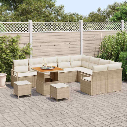 vidaXL Garten-Sofa-Set mit Kissen mit Speicher 12 pcs Beige und Creme