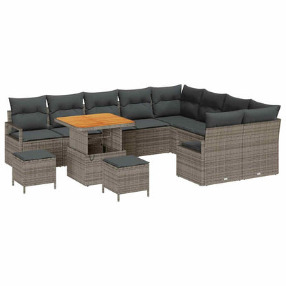 Garten-Sofa-Set mit Kissen mit Speicher mit Kissen 12 pcs Grau