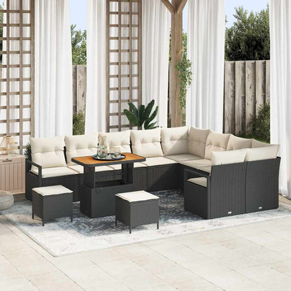 Garten-Sofa-Set mit Kissen mit Kissen 12 pcs Schwarz und Creme