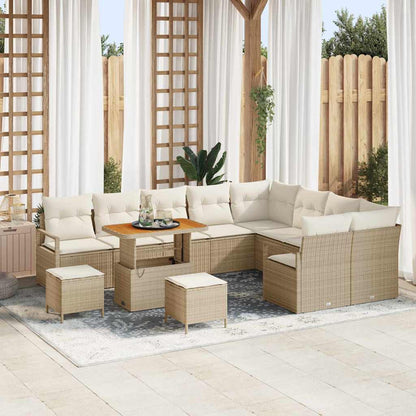 Garten-Sofa-Set mit Kissen mit Speicher 12 pcs Beige und Creme
