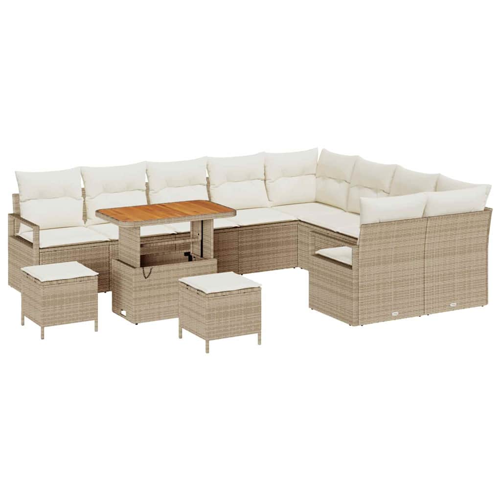 Garten-Sofa-Set mit Kissen mit Speicher 12 pcs Beige und Creme