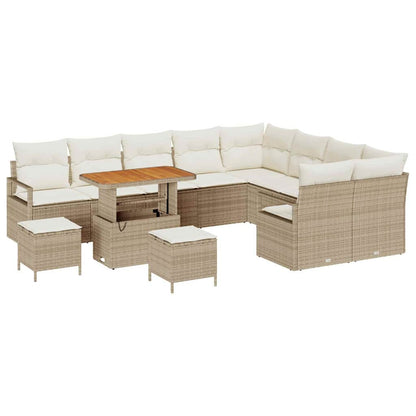 Garten-Sofa-Set mit Kissen mit Speicher 12 pcs Beige und Creme