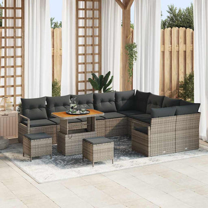 Garten-Sofa-Set mit Kissen mit Speicher mit Kissen 12 pcs Grau