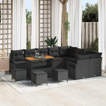 Garten-Sofa-Set mit Kissen mit Speicher 13 pcs Schwarz