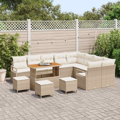 vidaXL Salon de jardin avec coussins et espace de rangement 13 pcs Beige et Crème