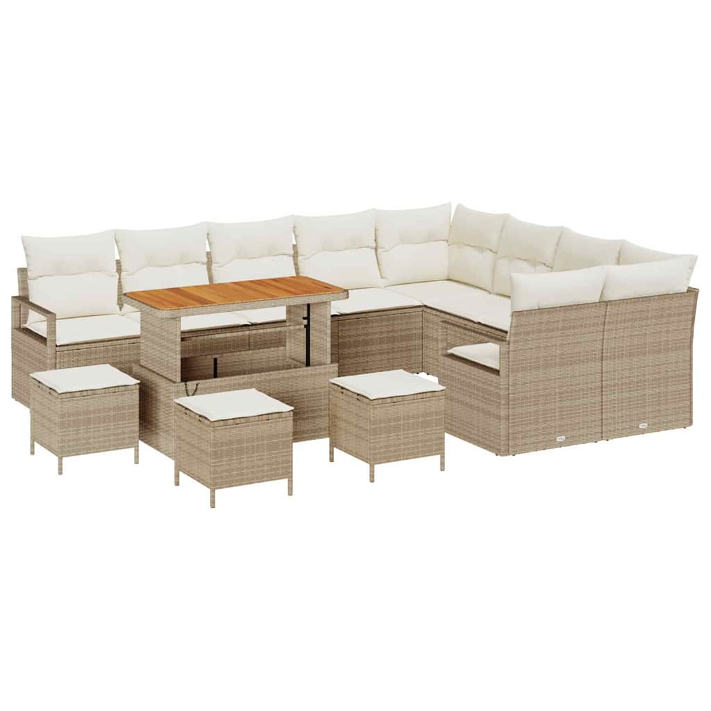 vidaXL Salon de jardin avec coussins et espace de rangement 13 pcs Beige et Crème