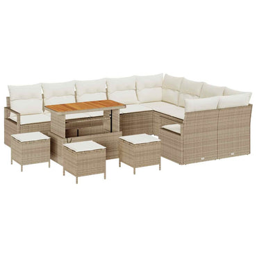 vidaXL Salon de jardin avec coussins et espace de rangement 13 pcs Beige et Crème