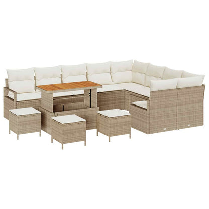 vidaXL Salon de jardin avec coussins et espace de rangement 13 pcs Beige et Crème