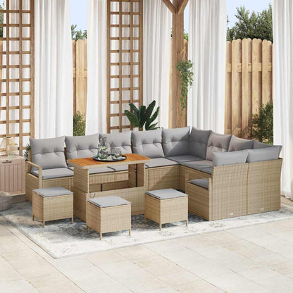 Garten-Sofa-Set mit Kissen mit Kissen 13 pcs Beige und Hellgrau