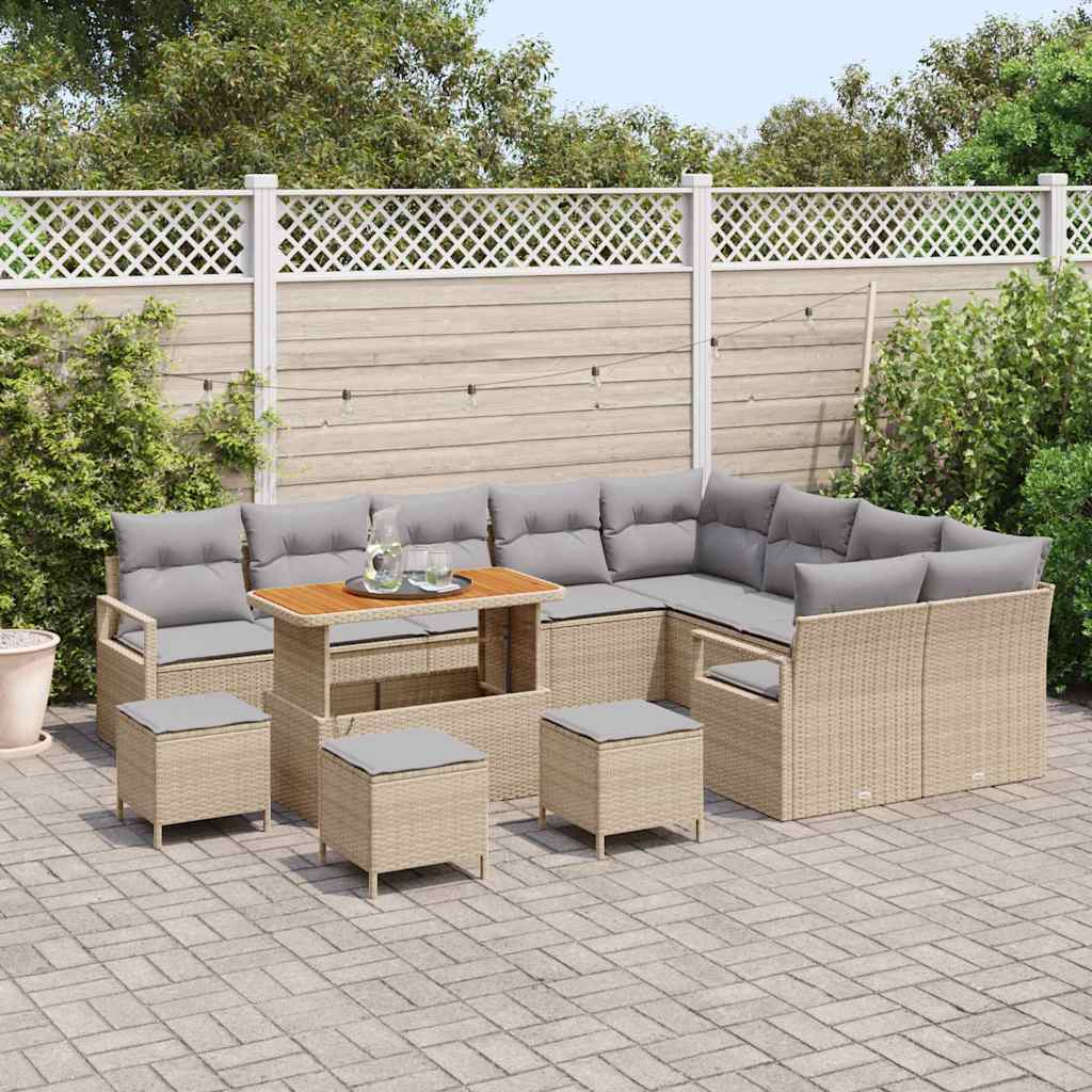 Garten-Sofa-Set mit Kissen mit Kissen 13 pcs Beige und Hellgrau