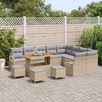 Garten-Sofa-Set mit Kissen mit Kissen 13 pcs Beige und Hellgrau