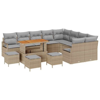 Garten-Sofa-Set mit Kissen mit Kissen 13 pcs Beige und Hellgrau