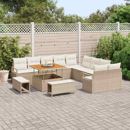 Garten-Sofa-Set mit Kissen mit Speicher 13 pcs Beige und Creme
