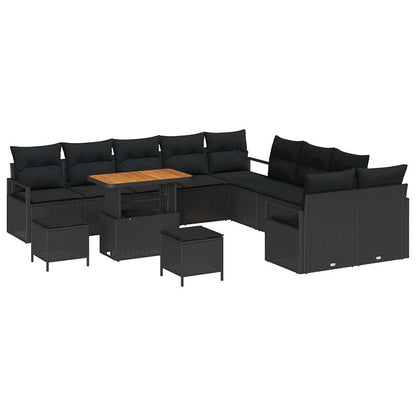 Garten-Sofa-Set mit Kissen mit Speicher 13 pcs Schwarz