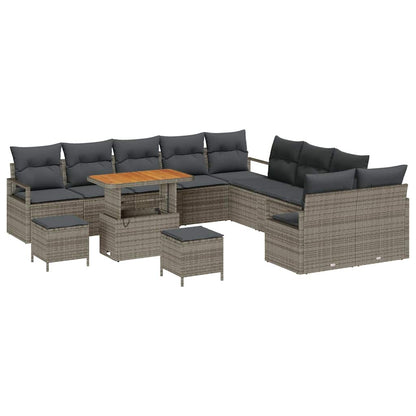 Garten-Sofa-Set mit Kissen mit Speicher mit Kissen 13 pcs Grau