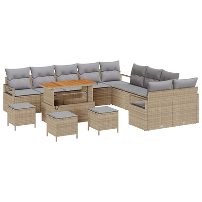 Garten-Sofa-Set mit Kissen mit Kissen 14 pcs Beige und Hellgrau