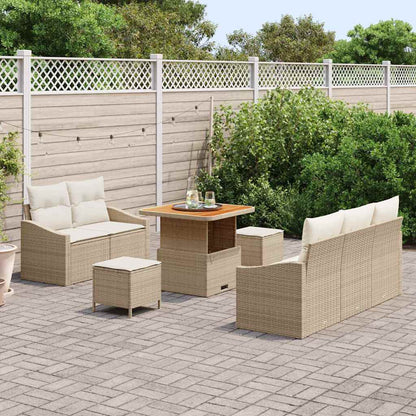 Garten-Sofa-Set mit Kissen mit Speicher 8 pcs Beige und Creme