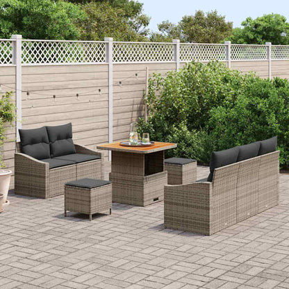 Garten-Sofa-Set mit Kissen mit Speicher mit Kissen 8 pcs Grau