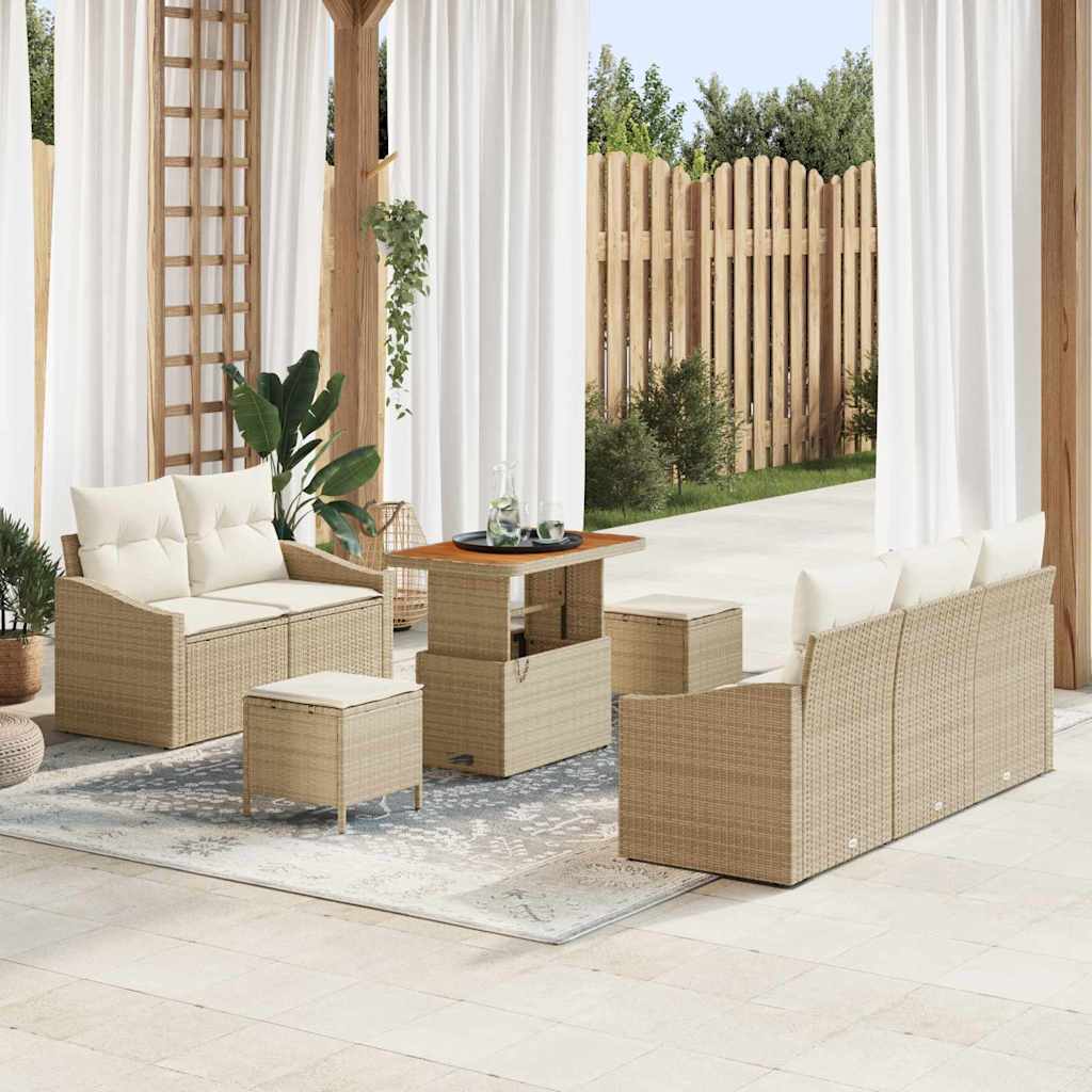 vidaXL Ensemble de canapés de jardin avec coussins et rangements 8 pcs Beige et Crème