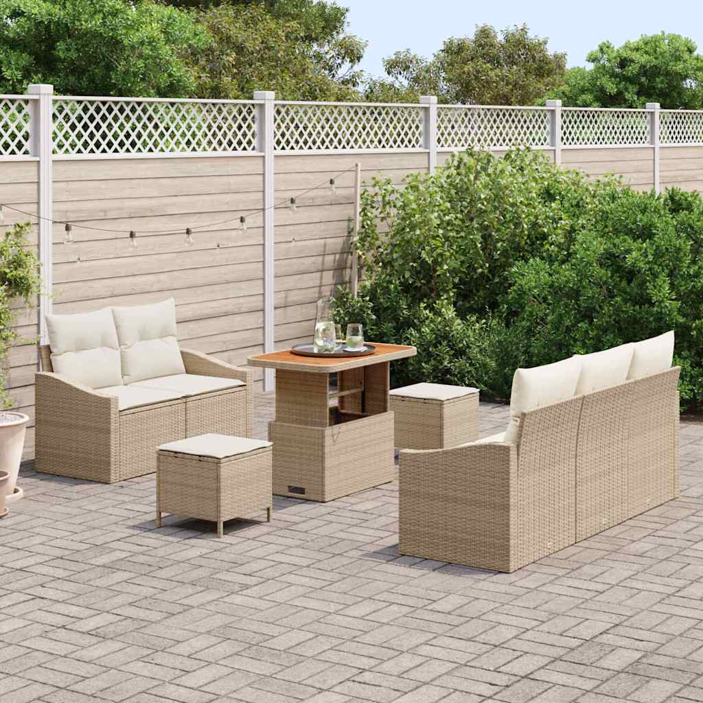 vidaXL Ensemble de canapés de jardin avec coussins et rangements 8 pcs Beige et Crème