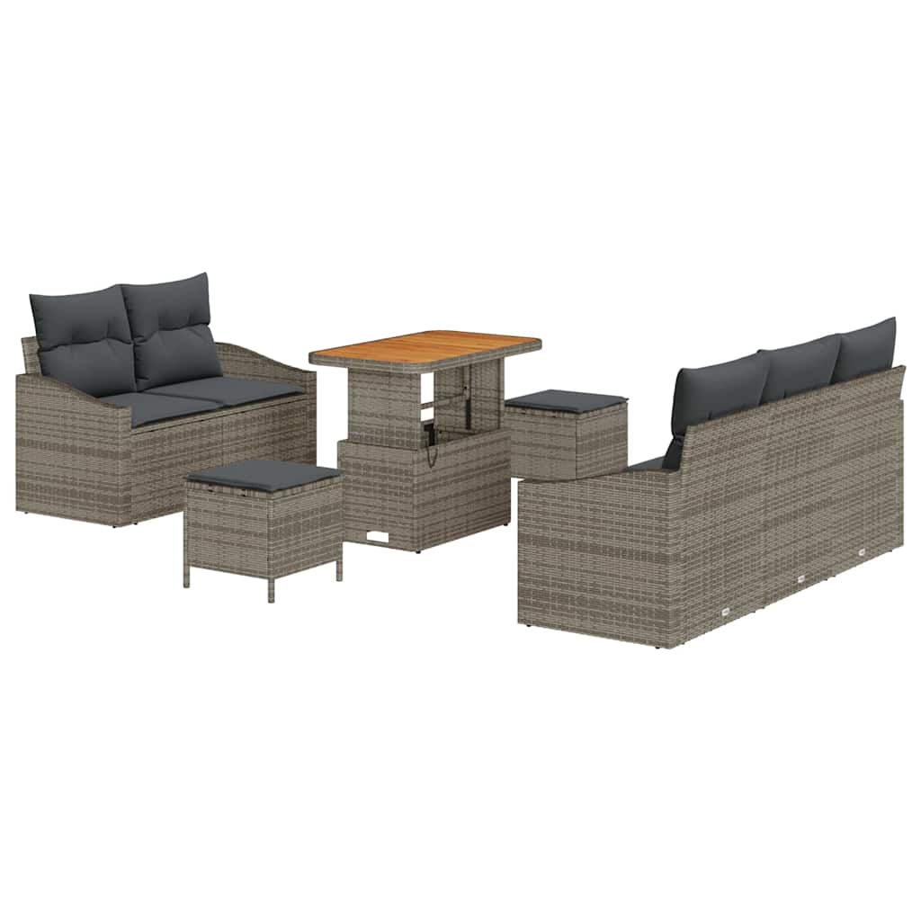 vidaXL Salon de jardin avec coussins et espace de rangement 8 pcs Gris