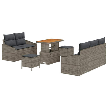vidaXL Salon de jardin avec coussins et espace de rangement 8 pcs Gris