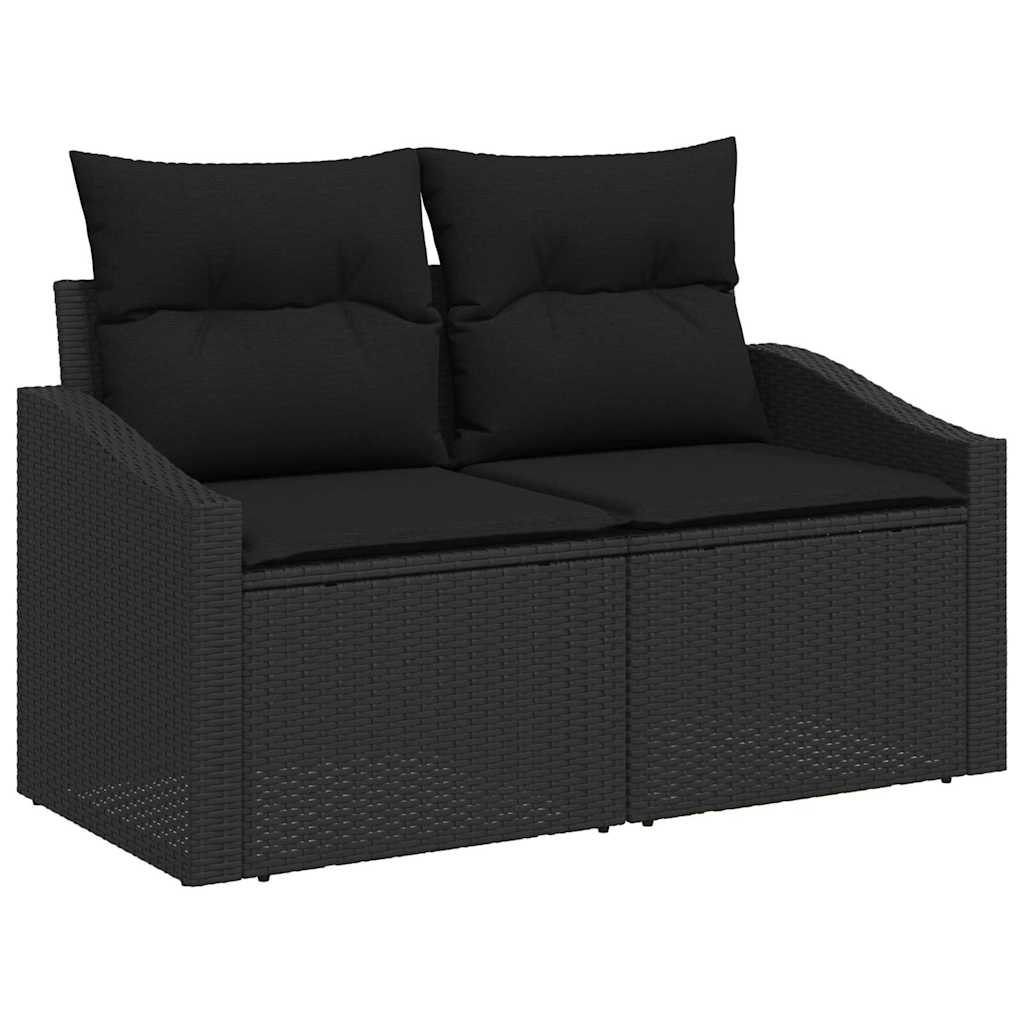 Garten-Sofa-Set mit Kissen mit Speicher 9 pcs Schwarz