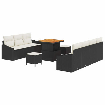 Garten-Sofa-Set mit Kissen mit Kissen 10 pcs Schwarz und Creme