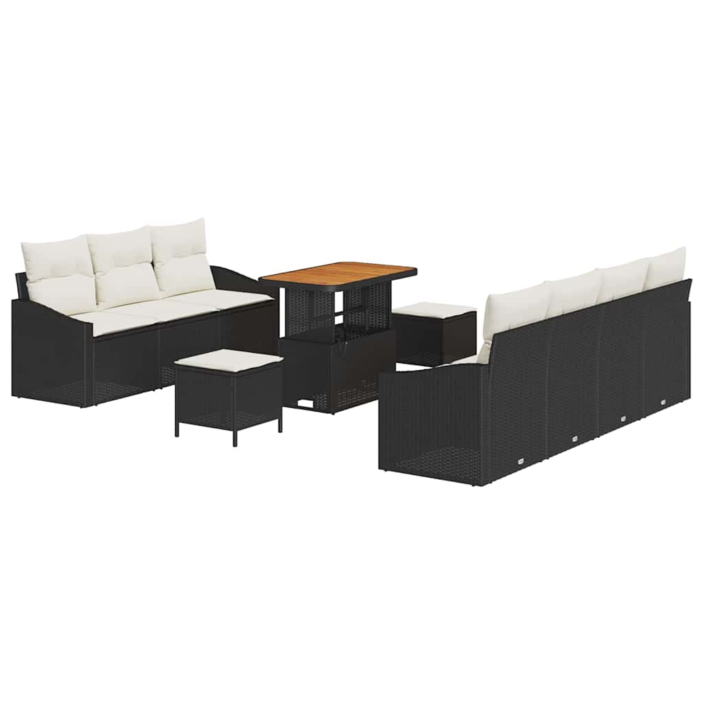 Garten-Sofa-Set mit Kissen mit Kissen 10 pcs Schwarz und Creme