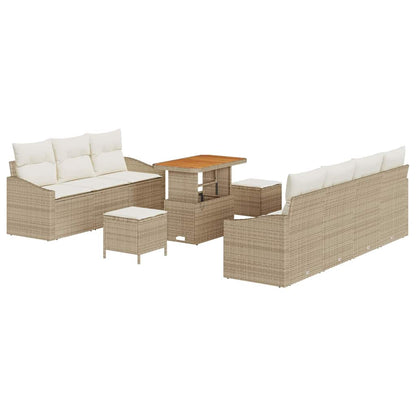 Garten-Sofa-Set mit Kissen mit Speicher 10 pcs Beige und Creme