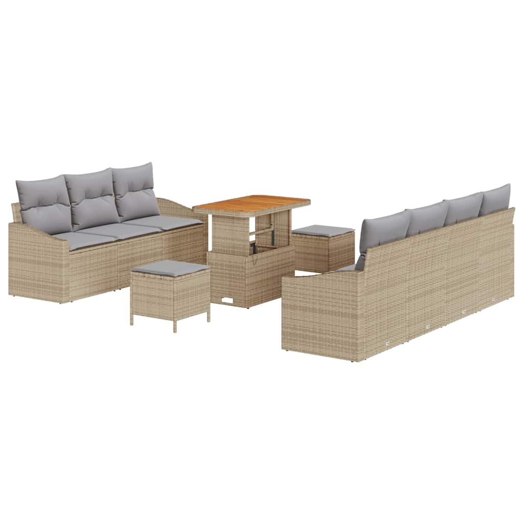 Garten-Sofa-Set mit Kissen mit Kissen 10 pcs Beige und Hellgrau