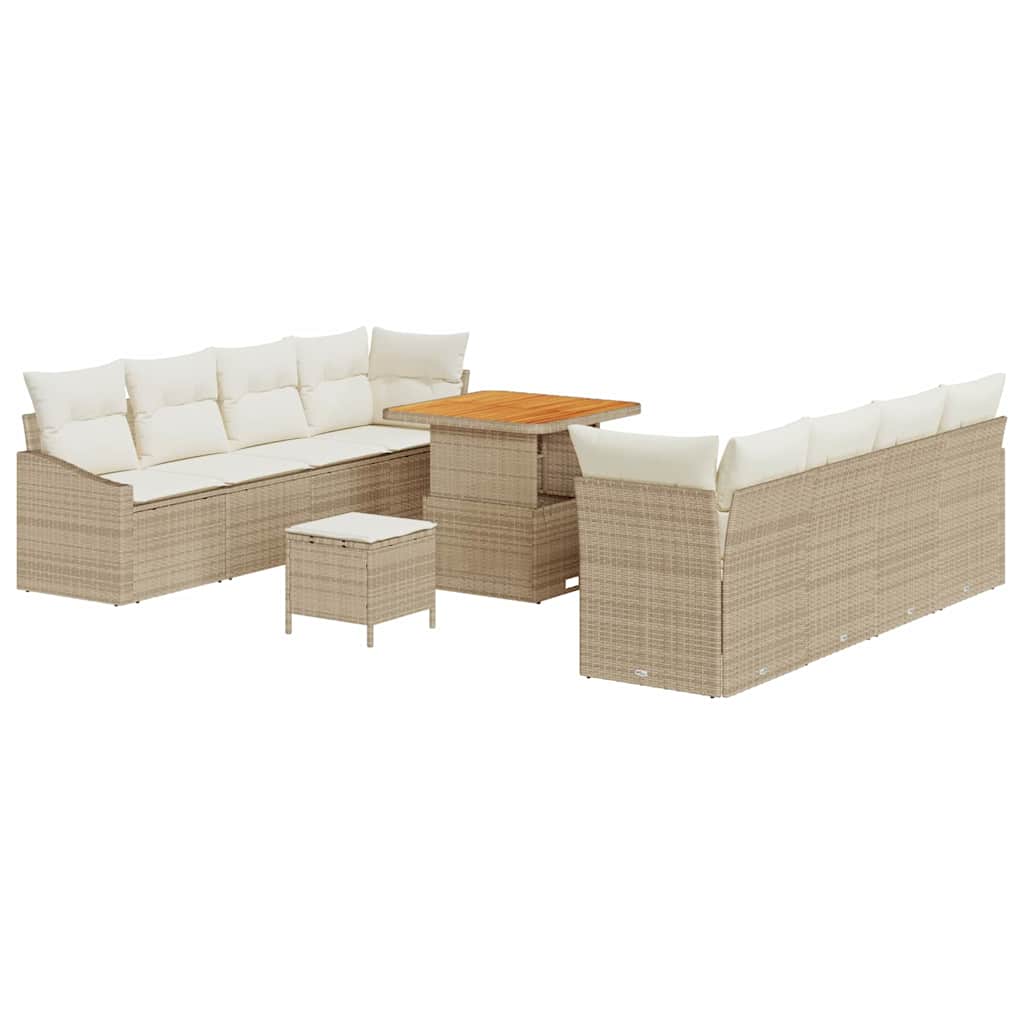 Garten-Sofa-Set mit Kissen mit Speicher 11 pcs Beige und Creme